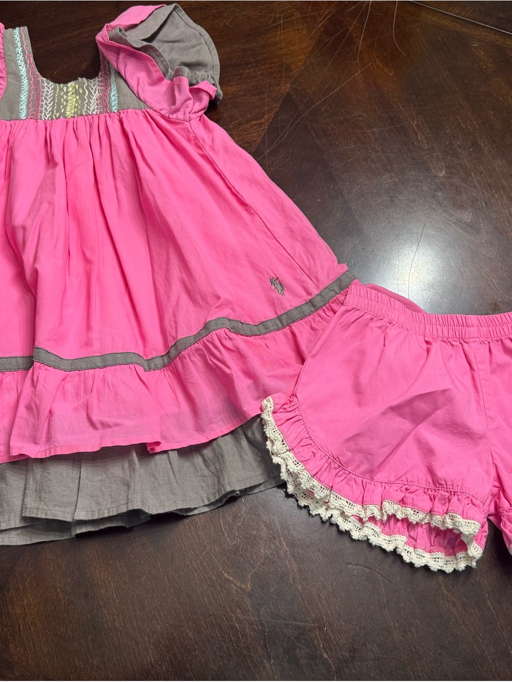 Well Dressed Wolf Pink and Gray Ruffle Two-Piece Dress Set